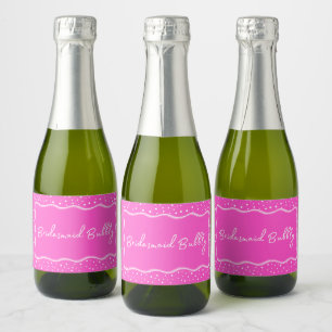 Girly Hot Pink Bridesmaid Bubbly Mini Sparkling Wine Label