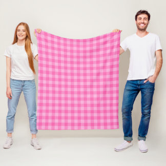 Girly Hot Pink Buffalo Check Fleece Blanket
