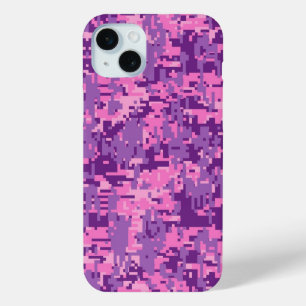 Girly Hot Pink Digital Camo iPhone 15 Mini Case
