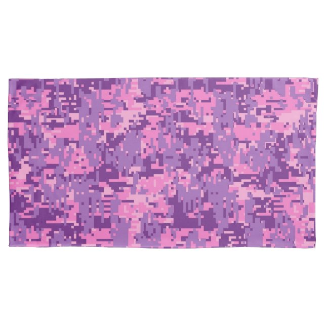 Girly Hot Pink Digital Camo Pillowcase (Front-Left)