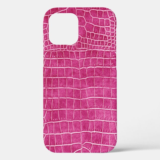 Girly Hot Pink Faux Crocodile Leather Case-Mate iPhone Case (Back)