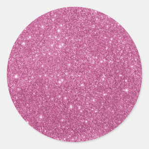 Girly Hot Pink Glitter Classic Round Sticker