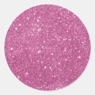 Girly Hot Pink Glitter Classic Round Sticker