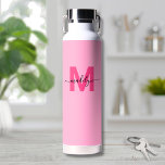 Girly Hot Pink Name Monogram Water Bottle<br><div class="desc">Create Your Own Personalised Girly Hot Pink Initial Script Name Monogram Water Bottle. This cute and stylish water bottle adds a bright, fun vibe to your daily essentials with a vibrant baby pink background and a bold magenta hot pink initial—perfectly flat in colour for a modern look. Overlaid with a...</div>