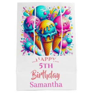 Girly ice cream birthday party medium gift bag