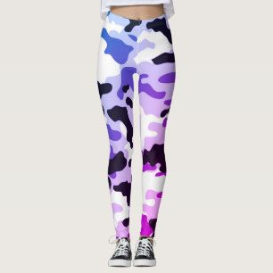 Girly in Fashion Purple Blue Black & White Army Leggings