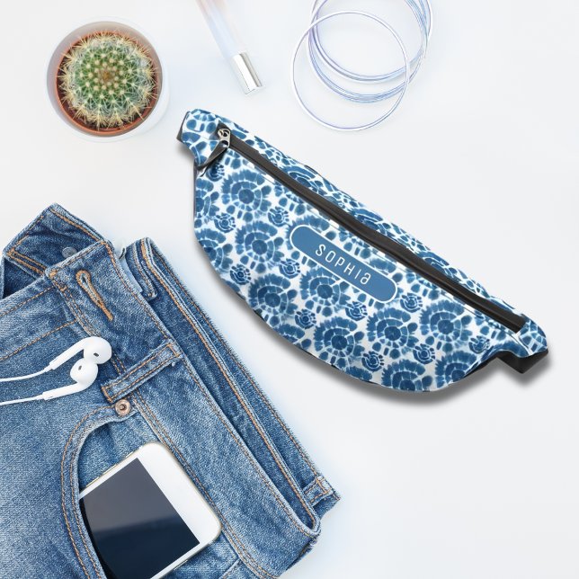 Girly Indigo Blue White Shibori Pattern Cool Teens Bum Bags (Creator Uploaded)