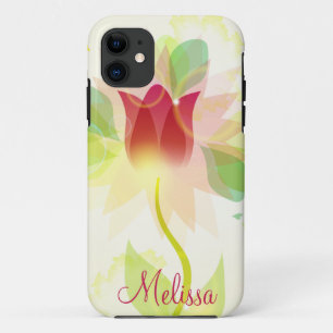 Girly iPhone5 Pink Abstract Watercolor Tulips iPhone 11 Case