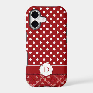 Girly iPhone5 Red White Polka Dots Monogram