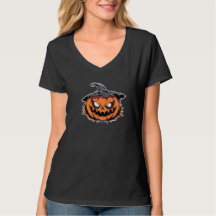 Girly Jack Lantern Pumpkin Face Halloween T-Shirt