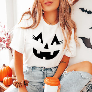 Girly Jack O Lantern Face Black Womens Halloween Tri-Blend Shirt