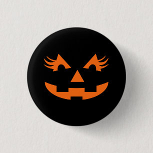Girly Jack O Lantern Halloween 3 Cm Round Badge