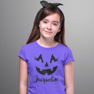 Girly Jack O Lantern Pumpkin Face Halloween T-Shirt