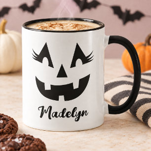 Girly Jack O Lantern Script Name Halloween Mug