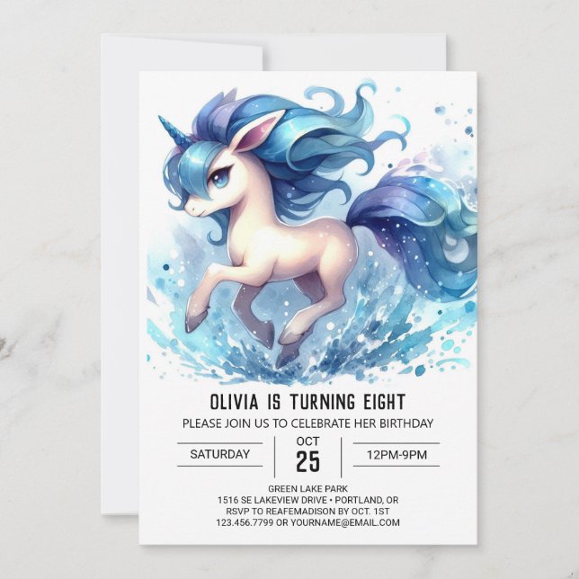 Girly Kids Horse Birthday Invitation (Front)