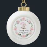 Girly Lamb Blush Flower Wreath Baby 1st Christmas Ceramic Ball Christmas Ornament<br><div class="desc">This adorable design features a pretty baby sheep,  lovely pink balloons and elegant eucalyptus   blush floral wreath.</div>