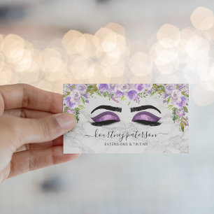 Girly Lashes Makeup Artist Purple Floral Business Card