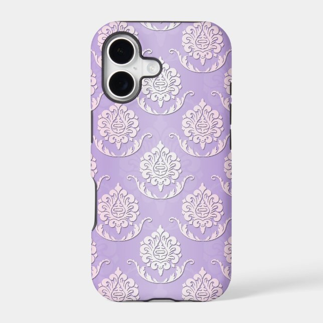 Girly Lavender and White Damask Pattern (Back)