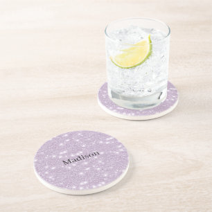 Girly Lavender Faux Glitter Sparkle Coaster