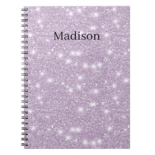 Girly Lavender Faux Glitter Sparkle Notebook
