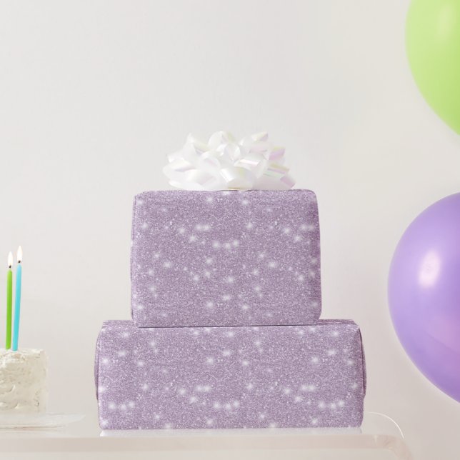 Girly Lavender Glitter Sparkle Birthday Wrapping Paper (Party Gifts)