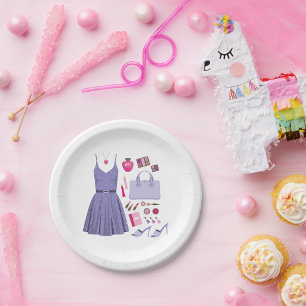 Girly Lavender Purple Fashion Set Paper Plate
