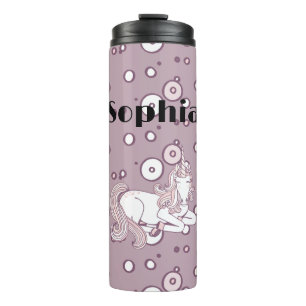Girly Lavender Purple Unicorn Dots Thermal Tumbler