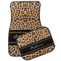 Girly Leopard Print Black Brown Monogrammed Name