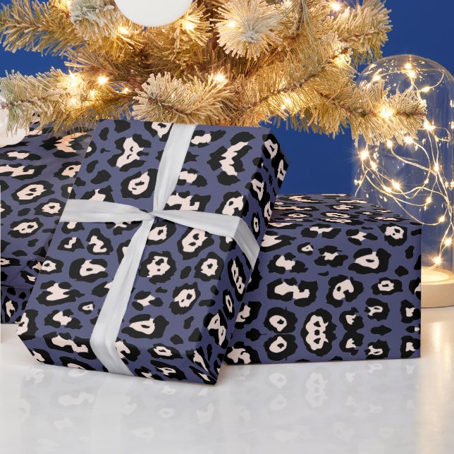 Girly leopard print blush pink future dusk purple wrapping paper (Holidays)