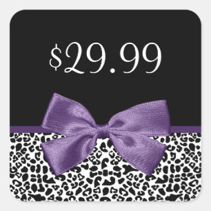 Girly Leopard Print Trendy Purple Bow Price Tags