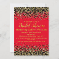 Girly Leopard Red & Gold Customised Bridal Shower
