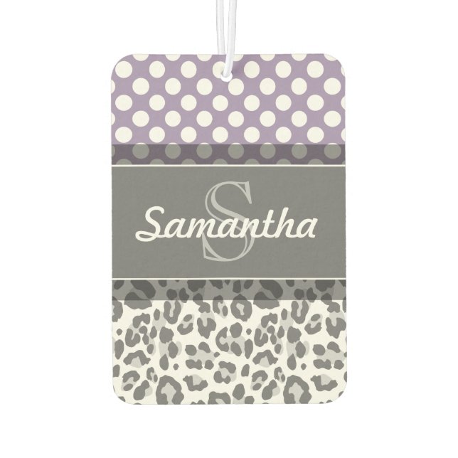 Girly Leopard Spot Print Pattern Custom Monograms Car Air Freshener (Back)