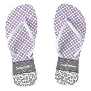 Girly Leopard Spot Print Pattern Custom Monograms Jandals