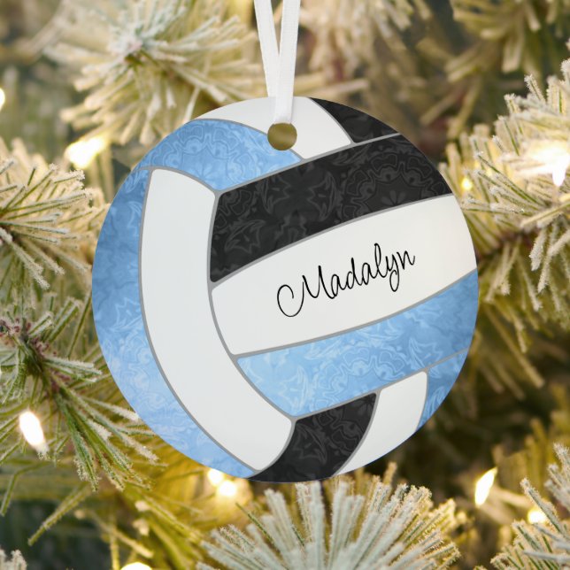 girly light blue black keepsake gifts volleyball metal tree decoration (Insitu)