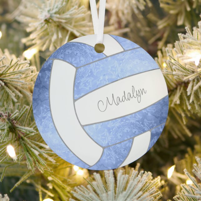 girly light blue keepsake volleyball metal tree decoration (Insitu)