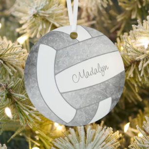 girly light grey keepsake sports gifts volleyball metal tree decoration