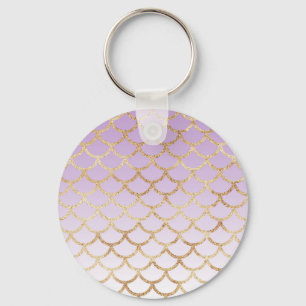 Girly Lilac Purple Gold Mermaid Glitter Sparkles Key Ring