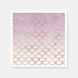 Girly Lilac Purple Gold Mermaid Glitter Sparkles Napkin