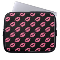 Girly Lips Hot Pink And Black Kiss Pattern