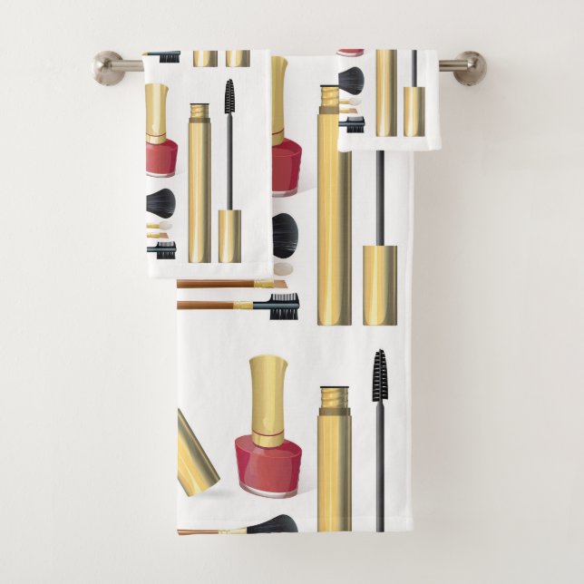 Girly Lipstick Cosmetics Makeup Bath Towel Set (Insitu)