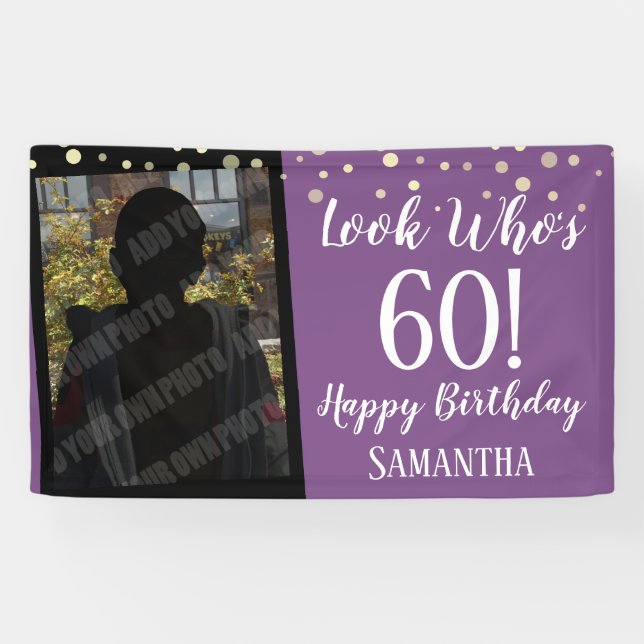 Girly Look Who's 60 Confetti Birthday Banner (Horizontal)