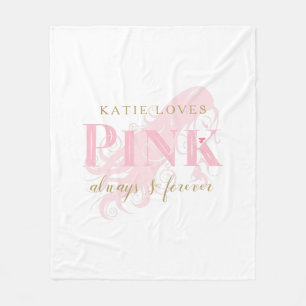 Girly Love Pink Forever Woman Silhouette and Name Fleece Blanket