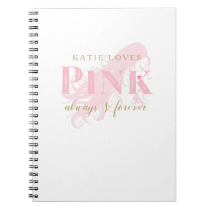 Girly Love Pink Forever Woman Silhouette and Name Spiral Notebook