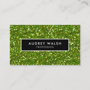 Girly Luxury Green Glam glitter and Black Business Card