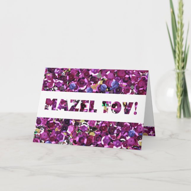 Girly Magenta Pink Faux Sequins Card (Front)