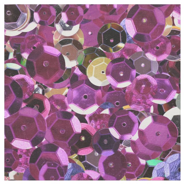 Girly Magenta Pink Faux Sequins Fabric (Close Up)