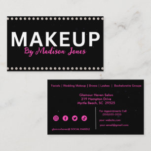 Girly Makeup Artist Black White Business Cards