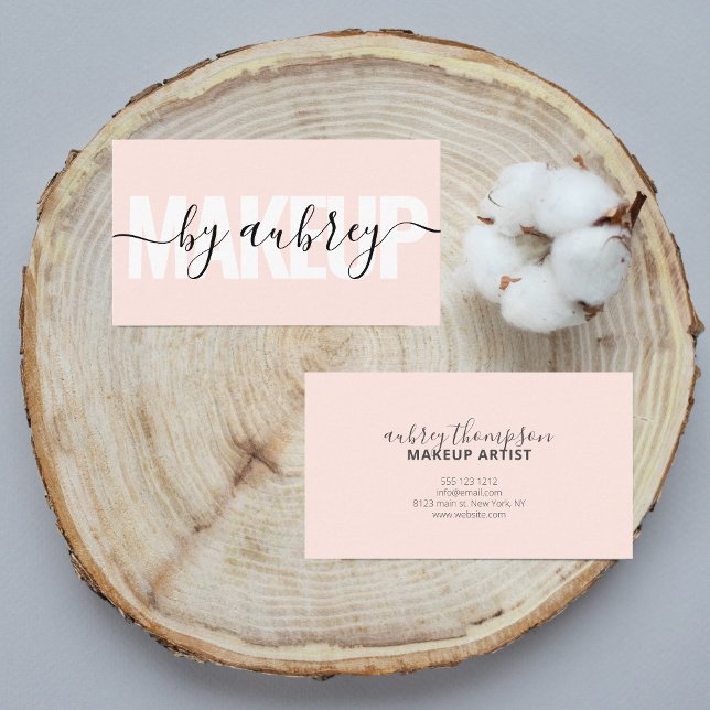 Girly Makeup Calligraphy Bold Blush Pink Business Card (Creator Uploaded)