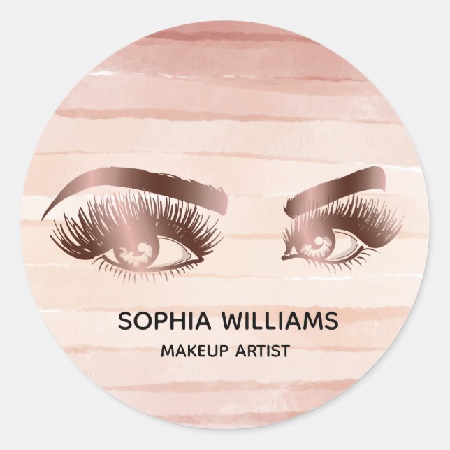 girly makeup eyes earth tone nature terracota classic round sticker (Front)