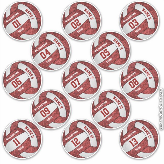 girly maroon white volleyball custom players names (Front)